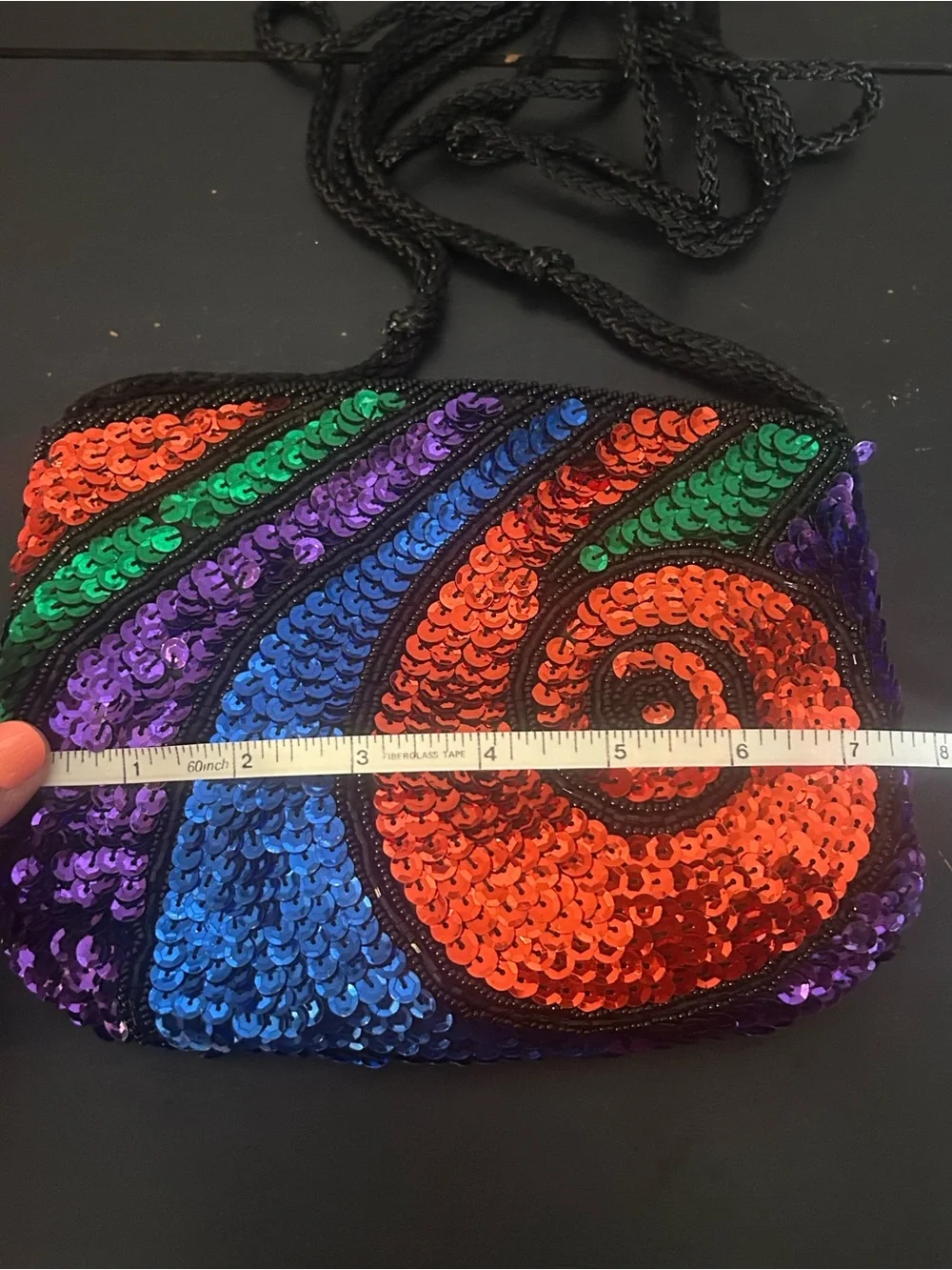 Vintage La Regale Ltd Multicolor Sequin Beaded Evening Shoulder Bag Purse